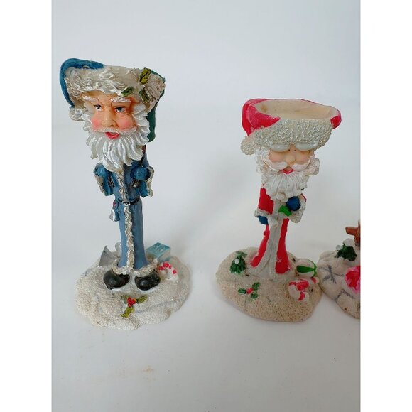 Vintage Santa Claus Candle Holder Set Of 4: Festive Christmas Decor With Santa F - Picture 11 of 16